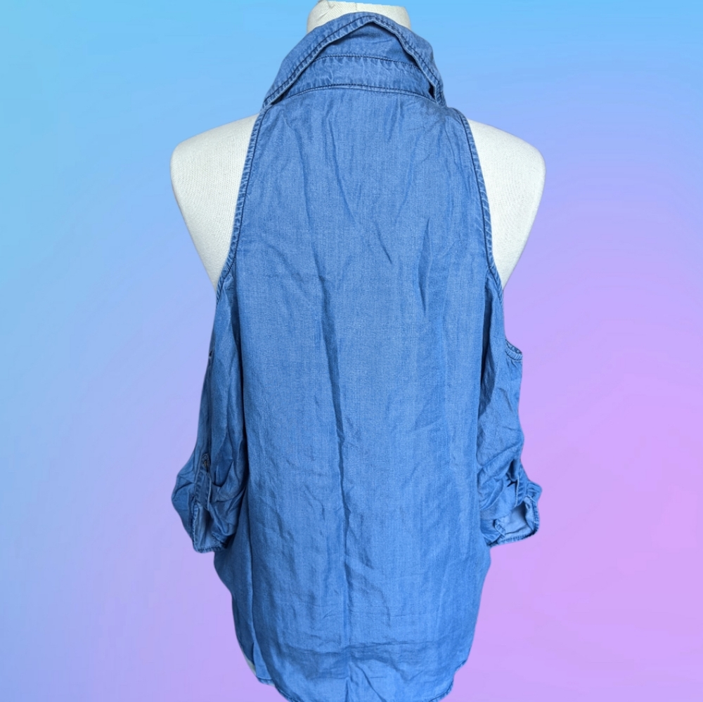 Cold Shoulder Chambray Button Up - image 4